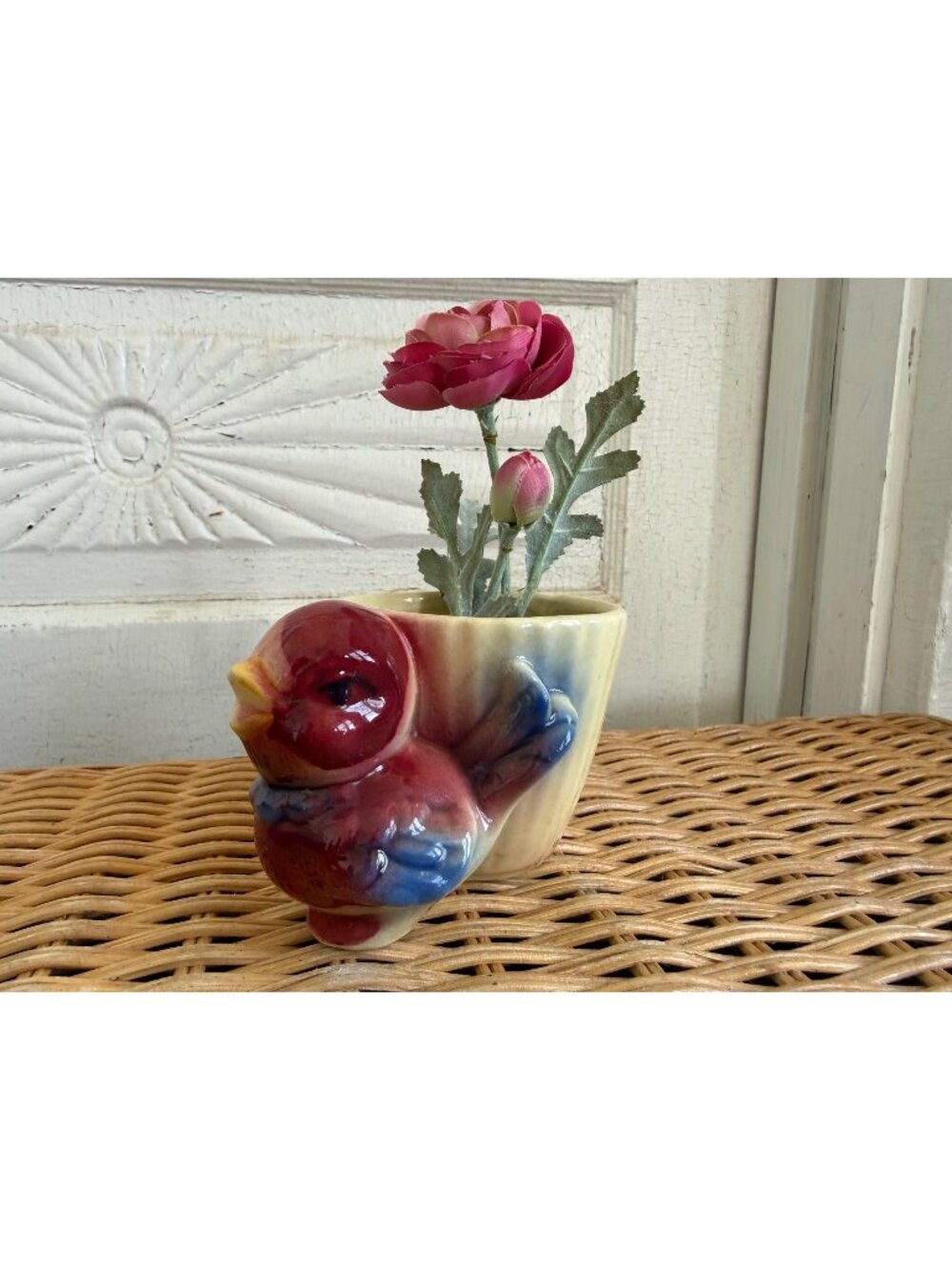 Vintage 50's Shawnee Red Chick Bird Cup Planter Vase